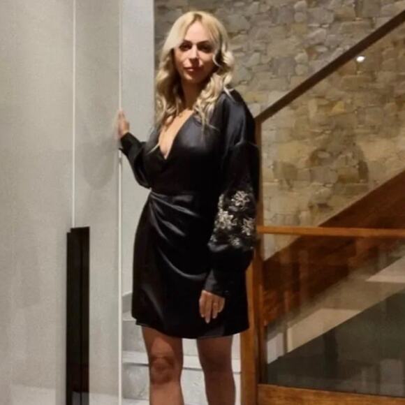 ZARA BLOGGER FAVORITE EMBROIDERED SATIN EFFECT DRESS - Picture 2 of 8